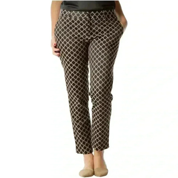 Banana Republic Camden-Fit Jacquard Ankle Pant Beige Black Straight Women's 10 - Picture 3 of 12